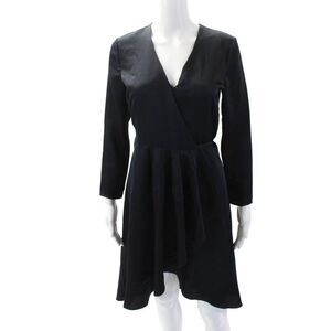 Joie Women's V-Neck Long Sleeves Drape Wrap Mini Dress Navy Blue Size XS